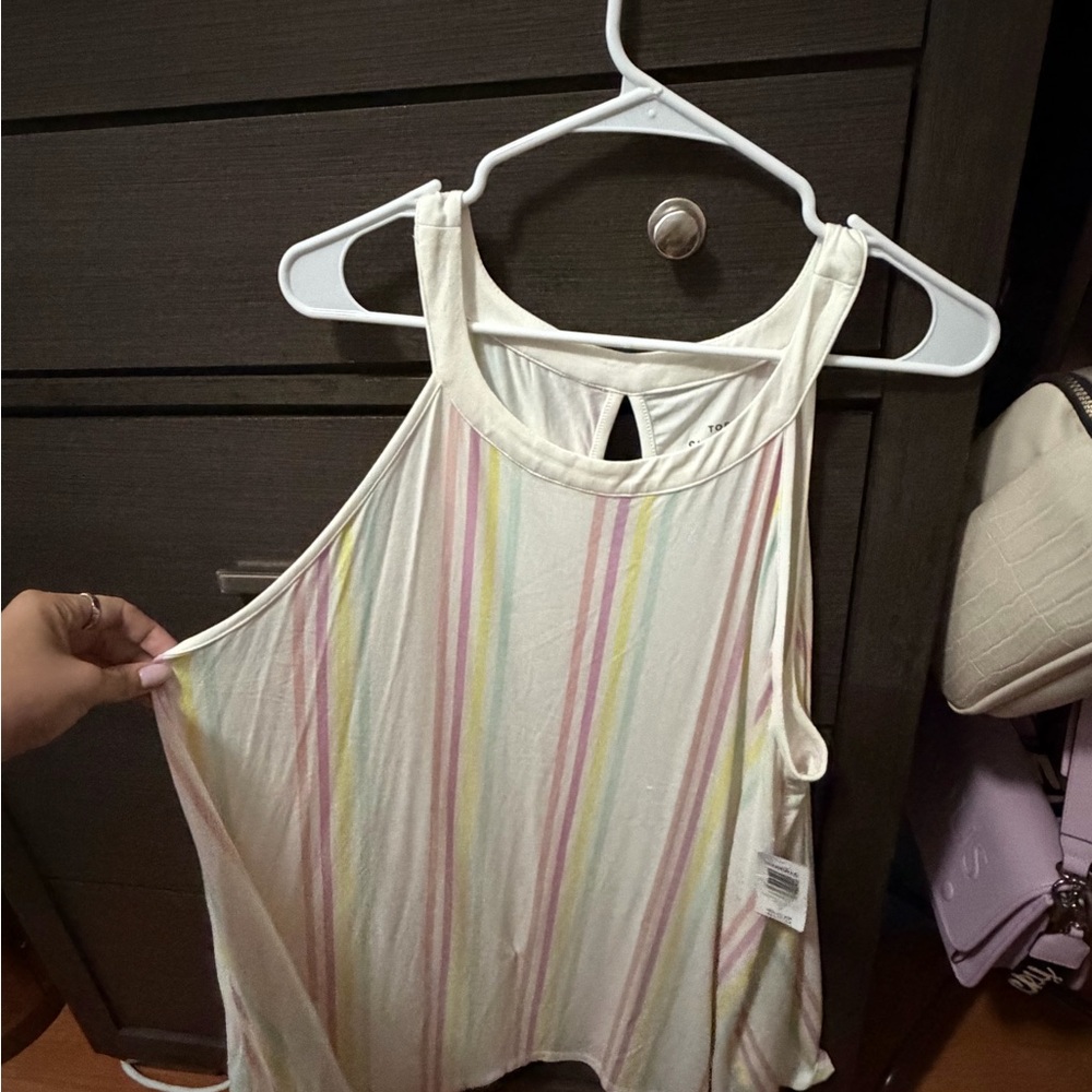 torrid Cream Tank Top with Pastel Pink, Yellow & Lavender Stripes